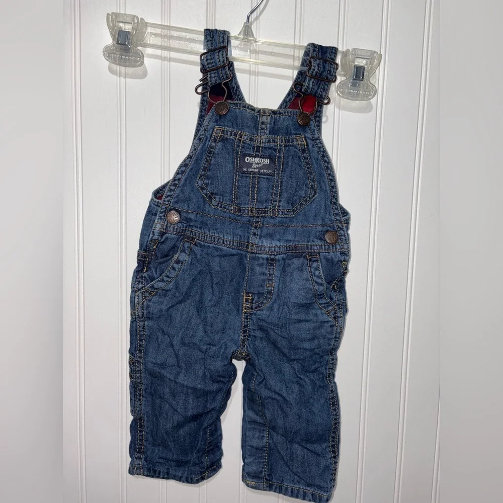 Set of 2 OshKosh B'gosh Blue Denim Kids Overalls| Size 6 Months